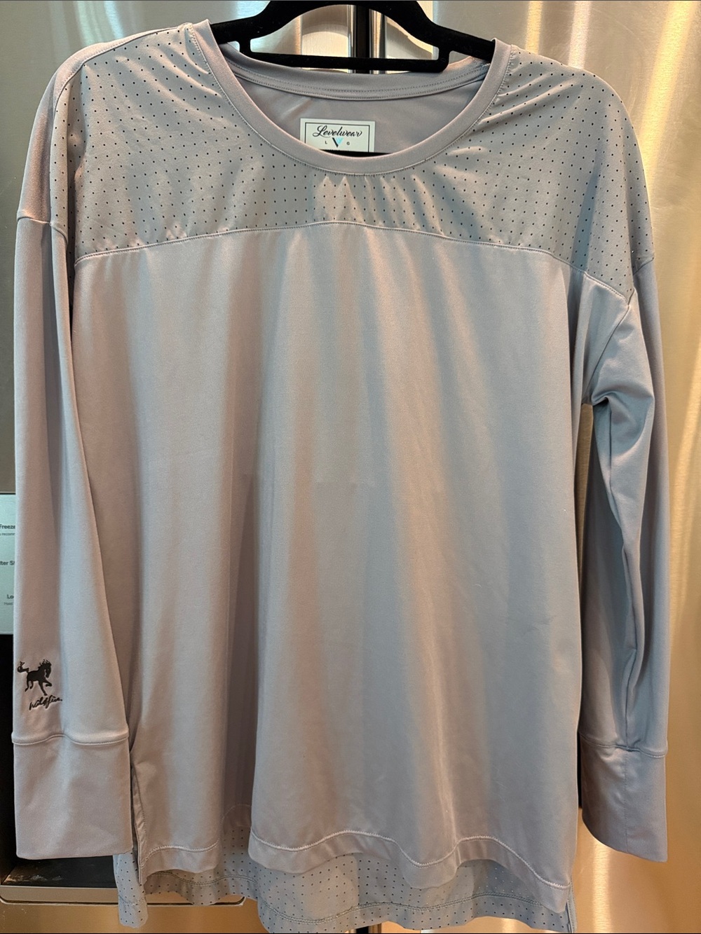 Levelwear Perforated Long-Sleeve Performance Top - Light gray